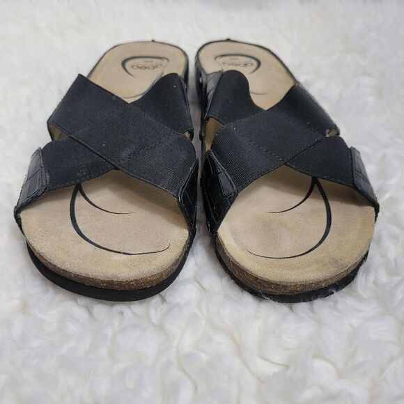 Abeo BIO System Sandals Womens Size 9 Footbed Coronado Croc Embossed Black - Picture 3 of 10